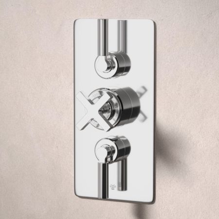 Bayor Dual Outlet Concealed Shower with Handshower Hook & 210mm Ceiling Arm with 8" Rose - Metal Lever - Chrome