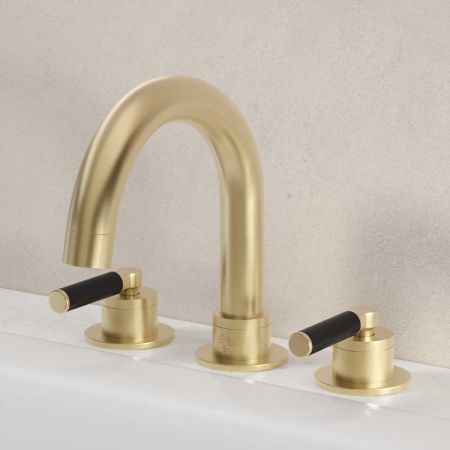 Bayor Deck Mounted 3 Hole Bath Filler - Black Lever