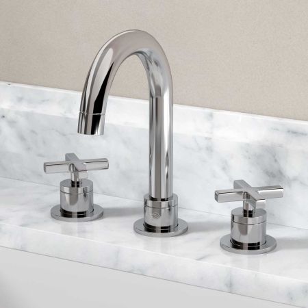 Bayor - 3-Hole Basin Mixer - Deck Mounted - Crosshead - Chrome