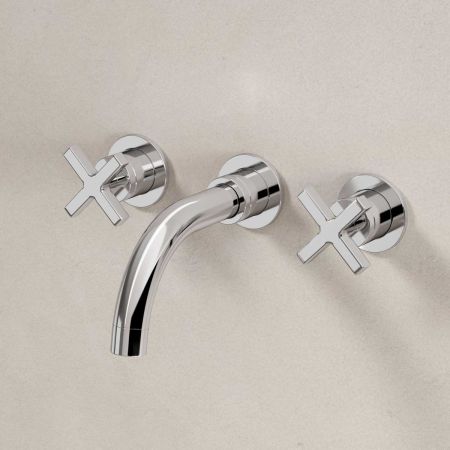 Bayor - 3-Hole Basin Mixer - Deck Mounted - Crosshead