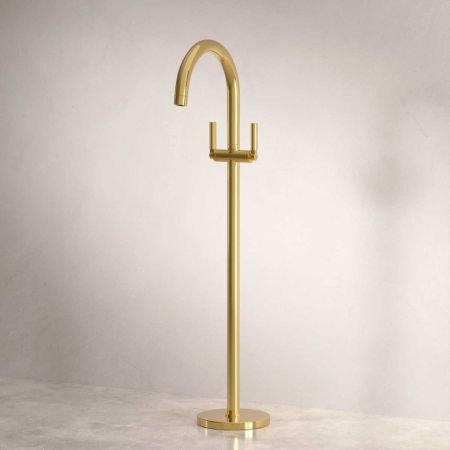 Senska - Bath Filler - Floor Mounted - Metal Lever - Polished Brass