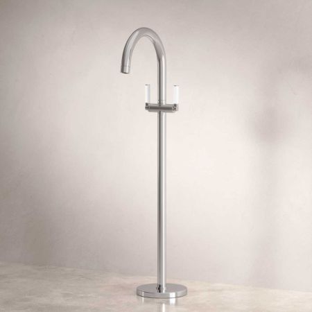 Senska - Bath Filler - Floor Mounted - White Lever - Chrome