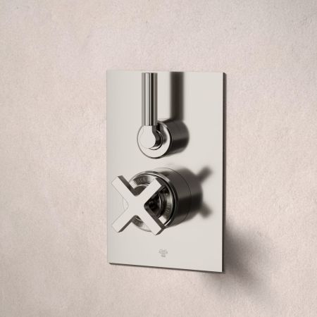 Bayor Single Outler Concealed Shower with 210mm Ceiling Arm & 8" Rose - Metal Lever - Brushed Nickel