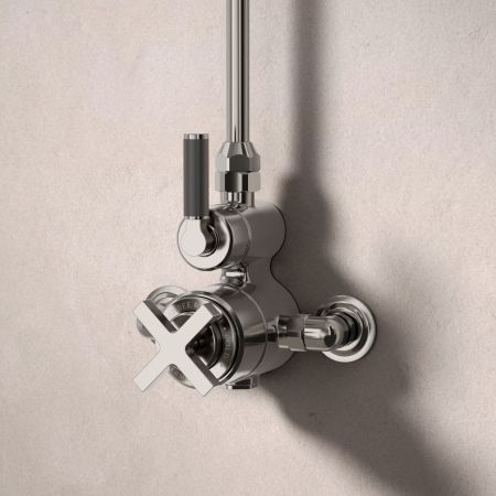 Bayor Single Outlet Exposed Shower with 8" Rose - Black Lever - Brushed Nickel