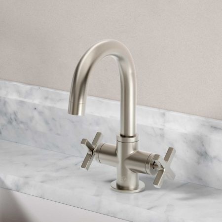 Bayor Monobloc Basin Mixer - Deck Mounted - X-Top - Brushed Nickel