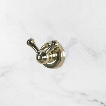 Traditional Double Robe Hook - Living Brass
