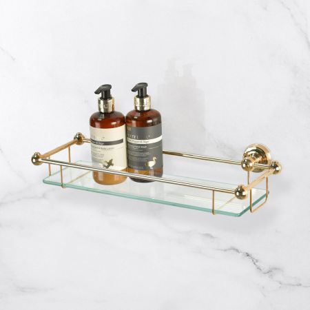 Traditional Gallery Shelf - Living Brass