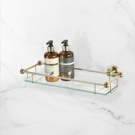 Traditional Gallery Shelf - Living Brass