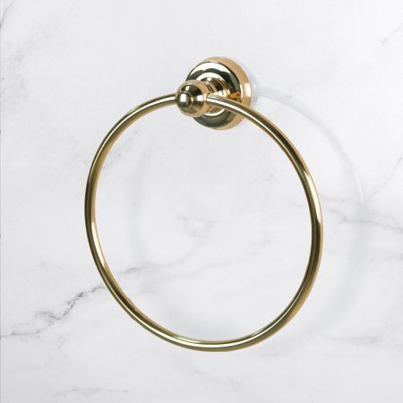 Traditional Round Towel Ring - Living Brass
