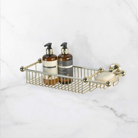 Traditional Soap & Sponge Basket - Living Brass