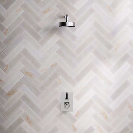 Bayor Single Outlet Concealed Shower with 300mm Wall Arm, 8" Rose & Black Levers in Chrome