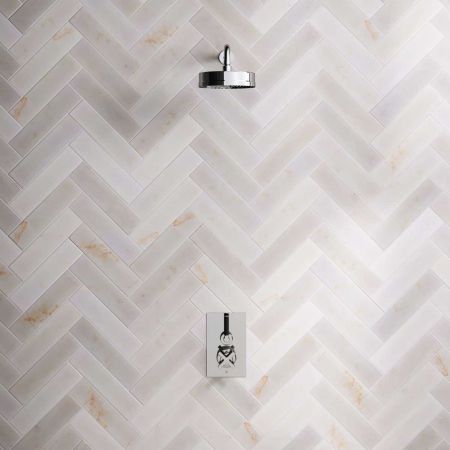 Bayor Single Outlet Concealed Shower with 500mm Wall Arm, 8" Rose & Black Levers in Chrome