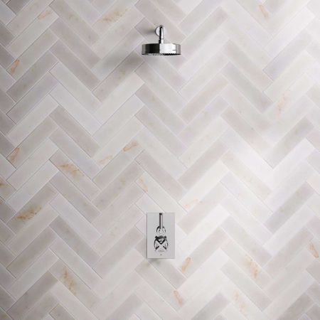 Bayor Single Outlet Concealed Shower with 300mm Wall Arm, 8" Rose & Metal Levers in Chrome
