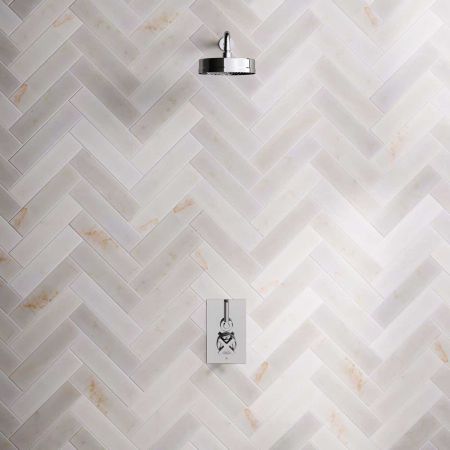 Bayor Single Outlet Concealed Shower with 500mm Wall Arm, 8" Rose & Metal Levers in Chrome