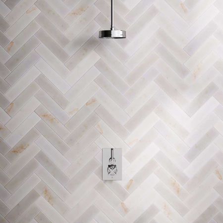 Bayor Single Outlet Concealed Shower with 210mm Ceiling Arm, 8" Rose & Metal Levers in Chrome