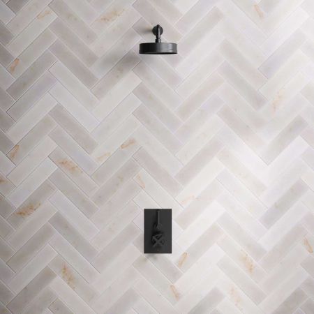 Bayor Single Outlet Concealed Shower with 300mm Wall Arm, 8" Rose & Metal Levers in Matt Black