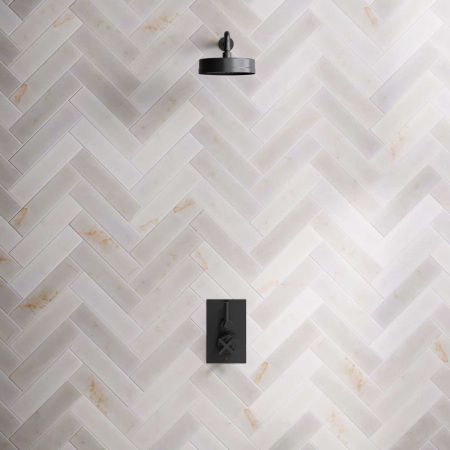 Bayor Single Outlet Concealed Shower with 500mm Wall Arm, 8" Rose & Metal Levers in Matt Black