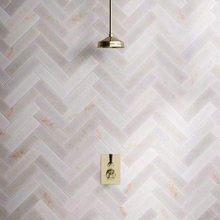Calder Concealed Shower Valve, Shower Arm and 8 inch Ceiling Mounted Rose Timeless Brass Black Lever