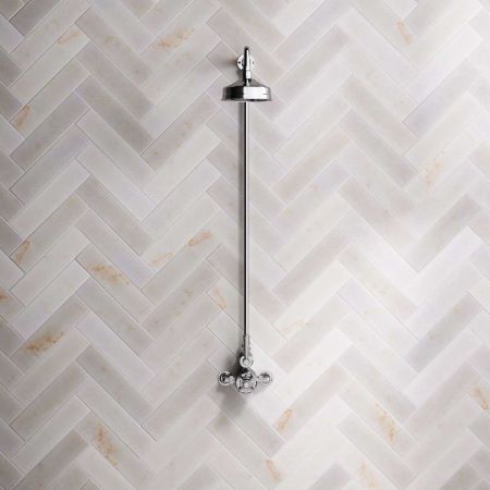 Linton Single Outlet Exposed Shower with 6" Rose & Metal Levers in Chrome