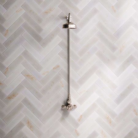 Linton Single Outlet Exposed Shower with 6" Rose & Metal Levers in Polished Nickel