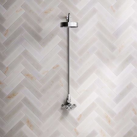 Elbe - Exposed Shower Set - White Lever - 8" or 6" Rose