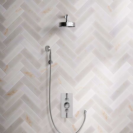 Klee Dual Outlet Concealed Shower with Hook Mount & 8" Rose - Metal Lever