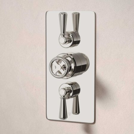 Klee Dual Outlet Concealed Shower with Hook Mount, 210mm Ceiling Arm & 8" Rose - Metal Lever - Polished Nickel