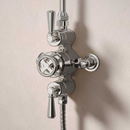 Klee Dual Outlet Exposed Shower with Rigid Riser, Slider Rail & 8" Rose - Metal Lever - Polished Nickel
