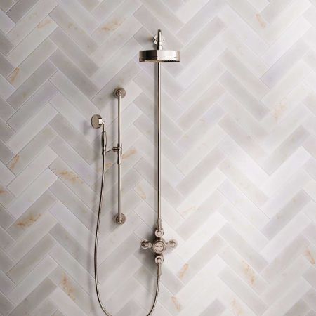 Klee Dual Outlet Exposed Shower with Rigid Riser, Slider Rail & 8" Rose - Metal Lever - Polished Nickel