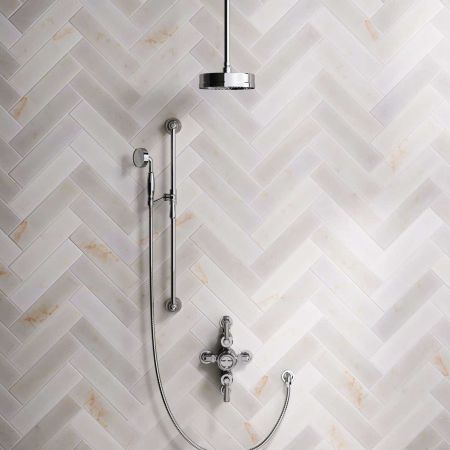 Klee Dual Outlet Semi Exposed Shower with Slider Rail & 8" Rose - Metal Lever