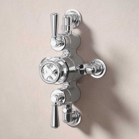 Klee Dual Outlet Semi Exposed Shower with Slider Rail, 500mm Wall Arm & 8" Rose - Metal Lever - Chrome