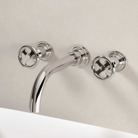 Klee Wall Mounted 3 Hole Basin Mixer - Polished Nickel