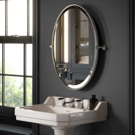 Traditional Collection Hinged Oval Mirror - Chrome