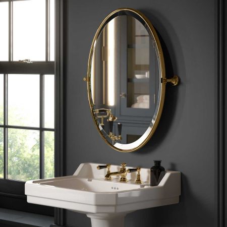 Traditional Hinged Oval Mirror - Timeless Brass