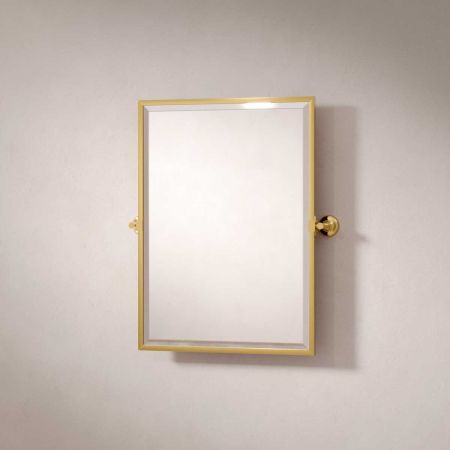Traditional Hinged Rectangular Mirror - Living Brass