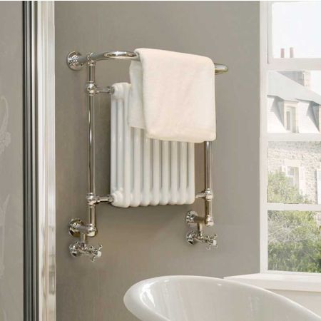 Vogue Regency Wall Mounted Radiator & Towel Rail - Mild Steel Construction - Polished Nickel