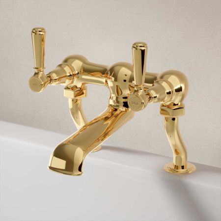 Linton Bath Filler Tap Metal Lever Living Brass 3/4BSP