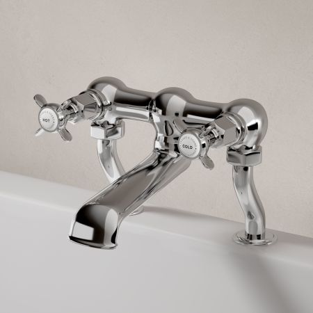 Linton Classic Deck Mounted Bath Filler with Crosshead in Chrome