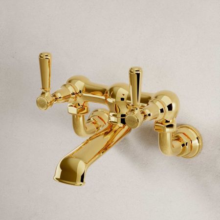 Linton Bath Filler Tap Wall Mounted Metal Lever Living Brass 3/4BSP