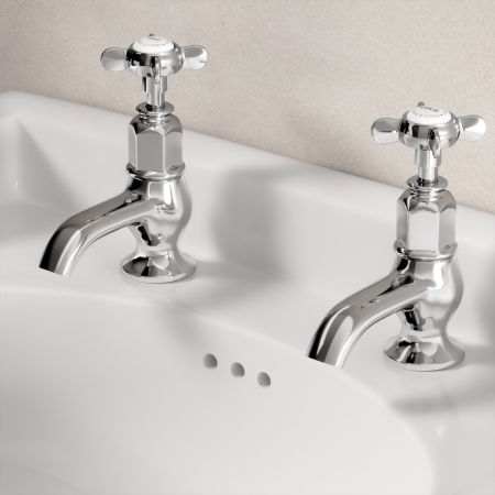 Linton Classic Basin Pillar Taps with Crossheads in Chrome