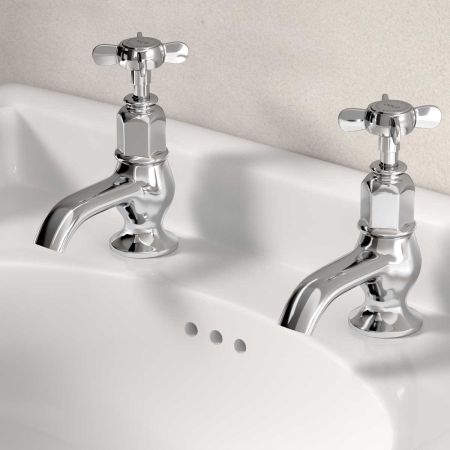 Aysgarth 1/2BSP Basin Pillar Taps X Top Chrome