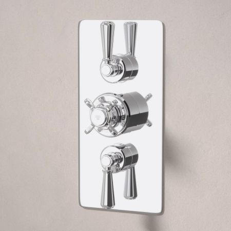Linton Dual Outlet Concealed Shower with Handshower Hook, 300mm Wall Arm & 6" Rose - Metal Lever - Chrome