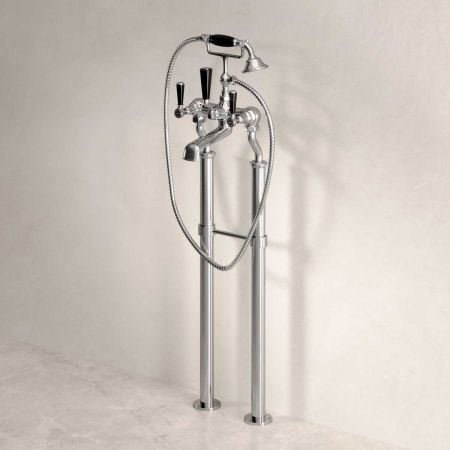 Linton Bath Shower Mixer with Standpipes Black Lever 3/4BSP (For Baths Without Tap Holes Only)