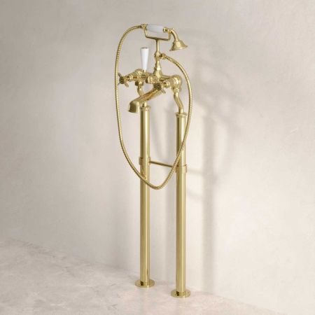 Aysgarth Bath Shower Mixer with Standpipes X-Top Lever 3/4BSP (For Baths Without Tap Holes Only)