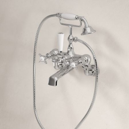 Linton Classic 2 Hole Bath Shower Mixer with Crossheads in Chrome