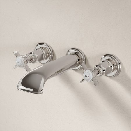 Linton Classic 3 Hole Bath Filler with Crossheads in Polished Nickel