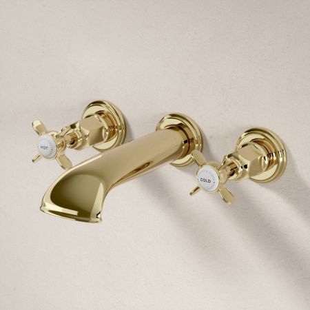 Linton Classic 3 Hole Bath Filler with Crossheads in Timeless Brass