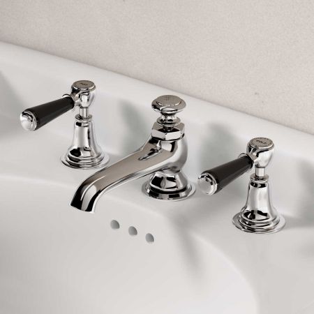 Linton - 3-Hole Basin Mixer - Black Lever