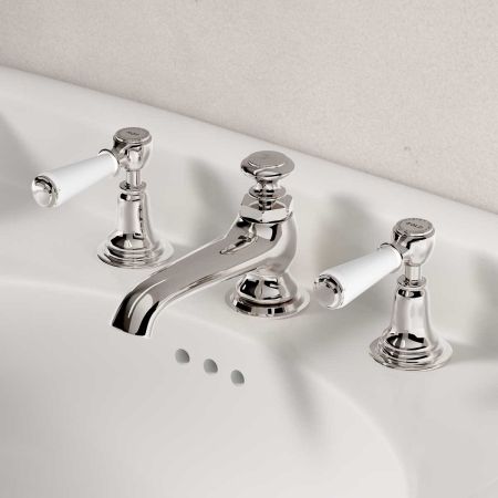 Linton - 3-Hole Basin Mixer - White Lever