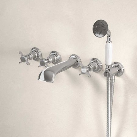 Aysgarth 5-Hole - Wall Mounted - Bath Shower Mixer - X Top